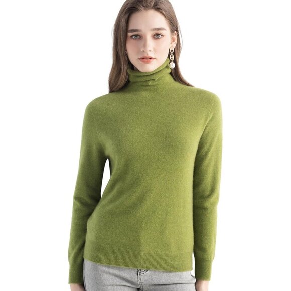 Women's Cashmere Sweater Turtleneck Long Sleeve Knit Pullover Fall Winter
